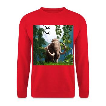 Moonlit Mammoth in Jungle Night - Unisex Sweatshirt - red - Front - Alina (178cm) & Michal (187cm)