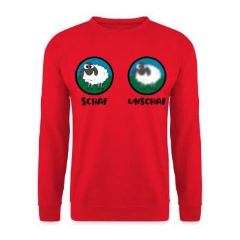 Schaf Unschaf - Unisex Pullover - Rot - Vorne - Alina (178cm) & Michal (187cm)