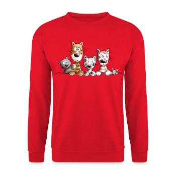 Happy Cats I Cat Friends Cadeau - Sweat-shirt Unisexe - rouge - Devant - Alina (178cm) & Michal (187cm)