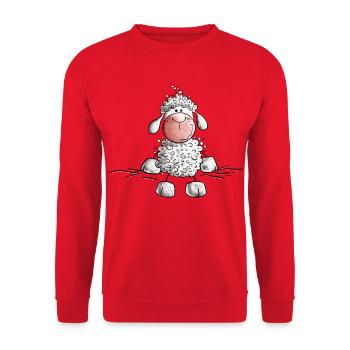 Little Sheep I Funny Sheep I Fun - Unisex Sweatshirt - red - Front - Alina (178cm) & Michal (187cm)