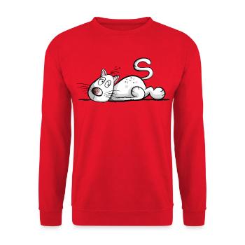 Chat fatigué I Chat Amis Cadeau - Sweat-shirt Unisexe - rouge - Devant - Alina (178cm) & Michal (187cm)