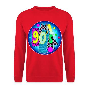 90's Jahre Neunziger - Unisex Pullover - Rot - Vorne - Alina (178cm) & Michal (187cm)