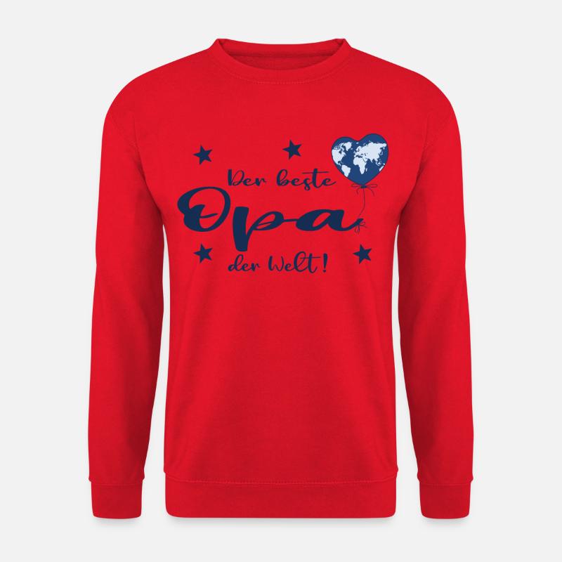 Der beste Opa der Welt mit Herz und Weltkarte - Unisex Pullover - Rot