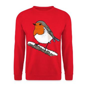 Robin sur la branche - Sweat-shirt Unisexe - rouge - Devant - Alina (178cm) & Michal (187cm)