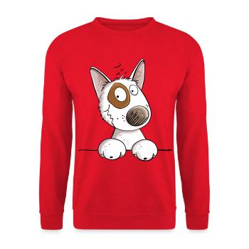 Funny Bull Terrier Head I Bull Terrier Dog - Unisex Sweatshirt - red - Front - Alina (178cm) & Michal (187cm)