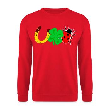 Lucky Horseshoe Clover Ladybug - Unisex Sweatshirt - red - Front - Alina (178cm) & Michal (187cm)
