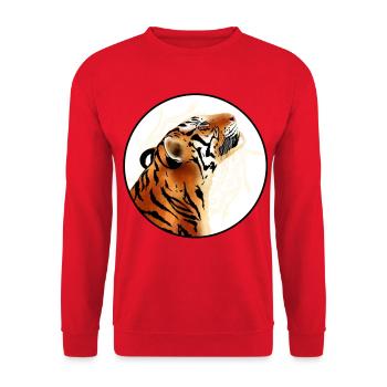 Tiger smiling - Unisex Sweatshirt - red - Front - Alina (178cm) & Michal (187cm)