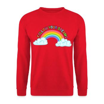 Follow your dreams with rainbow and clouds # - Unisex Sweatshirt - red - Front - Alina (178cm) & Michal (187cm)