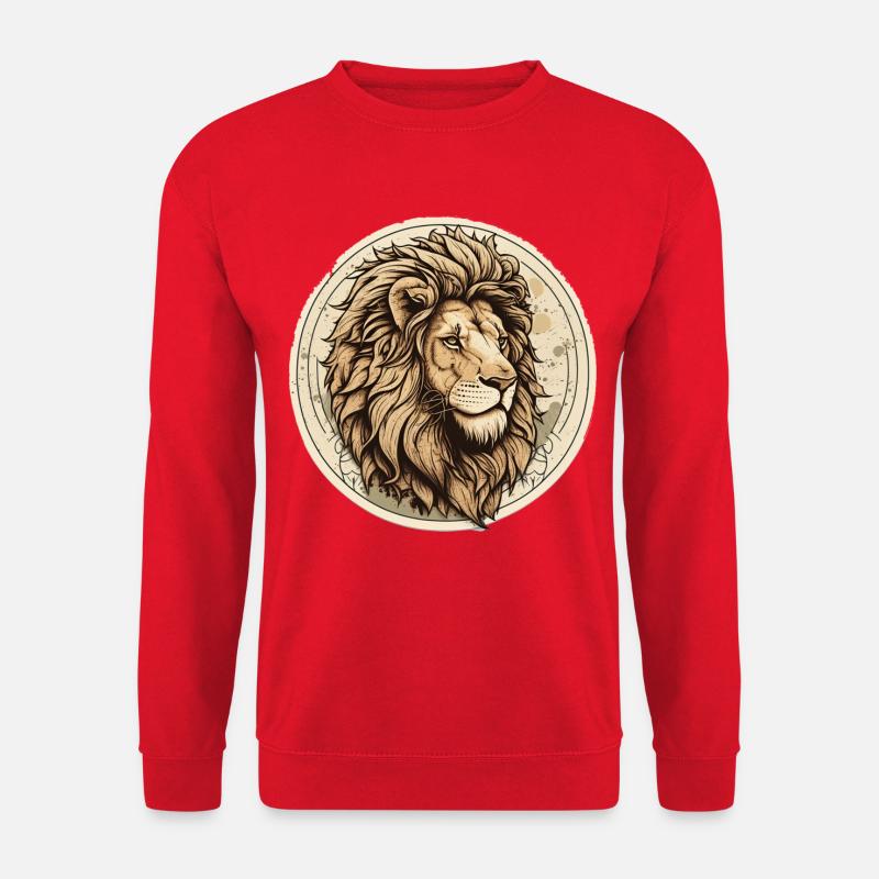 Regal Lion Circle Patch - Unisex Sweatshirt - red