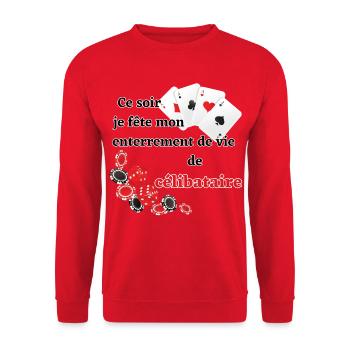 Futur Marié Poker. Enterrement vie célibataire EVG - Sweat-shirt Unisexe - rouge - Devant - Alina (178cm) & Michal (187cm)