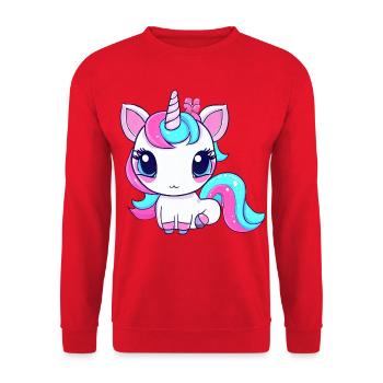 Licorne kawaii mignonne - Sweat-shirt Unisexe - rouge - Devant - Alina (178cm) & Michal (187cm)