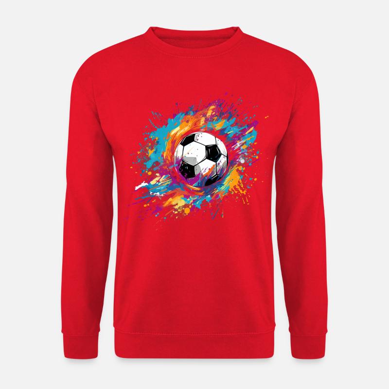 Fussball, Soccer, bunt, farbenfroh, Klecks - Unisex Pullover - Rot