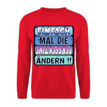 VERÄNDERUNG - PERSPEKTIVE ÄNDERN - Unisex Pullover - Rot - Vorne - Alina (178cm) & Michal (187cm)