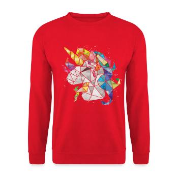 Einhorn Rainbow Chibi Kind - Unisex Pullover - Rot - Vorne - Alina (178cm) & Michal (187cm)