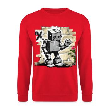 roboter comic graffiti wand charakter rose urban - Unisex Pullover - Rot - Vorne - Alina (178cm) & Michal (187cm)