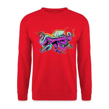 Krake - Unisex Pullover - Rot - Vorne - Alina (178cm) & Michal (187cm)