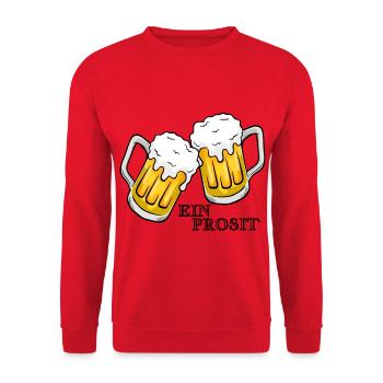 EIN PROSIT_Volksfestzeit_ Zum Wohl - Unisex Pullover - Rot - Vorne - Alina (178cm) & Michal (187cm)