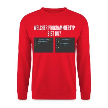 Welcher Programmiertyp bist du? - Unisex Pullover - Rot - Vorne - Alina (178cm) & Michal (187cm)