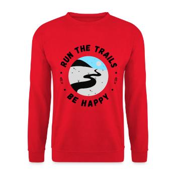Run the trails be happy inspirational quote - Unisex Sweatshirt - red - Front - Alina (178cm) & Michal (187cm)