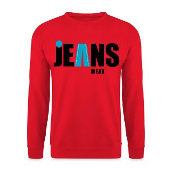 jeans wear mit punkt - Unisex Pullover - Rot - Vorne - Alina (178cm) & Michal (187cm)