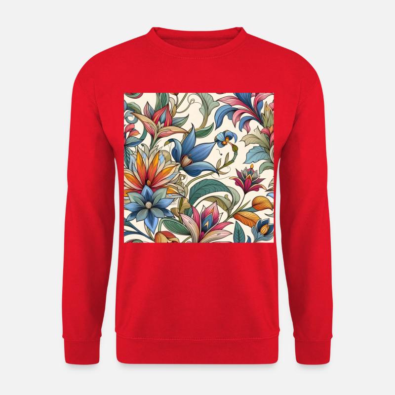 Bunte Pflanzenblumen - Unisex Pullover - Rot