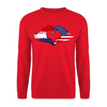 Holland USA heart shape with hands used - Unisex Sweatshirt - red - Front - Alina (178cm) & Michal (187cm)