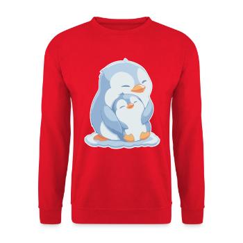 Pingouin maman et bébé fête des mères - Sweat-shirt Unisexe - rouge - Devant - Alina (178cm) & Michal (187cm)