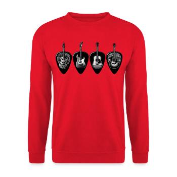 Black & White Gitarrenquartett - Unisex Pullover - Rot - Vorne - Alina (178cm) & Michal (187cm)