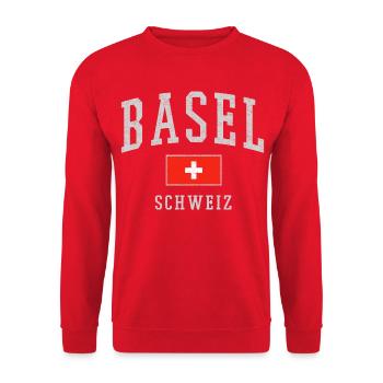 Basel - Unisex Sweatshirt - red - Front - Alina (178cm) & Michal (187cm)