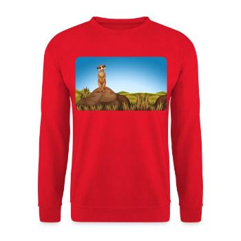 Suricate sur butte | personnalisable - Sweat-shirt Unisexe - rouge - Devant - Alina (178cm) & Michal (187cm)
