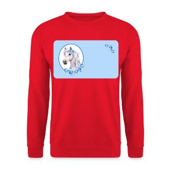 White Horse - Roses Light Blue | Customisable - Unisex Sweatshirt - red - Front - Alina (178cm) & Michal (187cm)