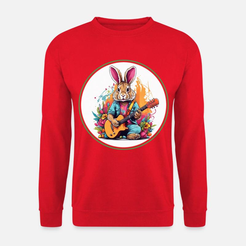 Osterhase mit Gitarre - Unisex Pullover - Rot