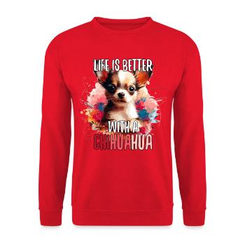 Chihuahua chiot mignon vie chien cadeau - Sweat-shirt Unisexe - rouge - Devant - Alina (178cm) & Michal (187cm)