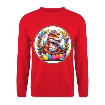 Dinobaby little dinosaur in Easter basket - Unisex Sweatshirt - red - Front - Alina (178cm) & Michal (187cm)