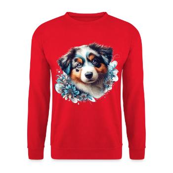 Berger australien chiot chien mignon cadeau - Sweat-shirt Unisexe - rouge - Devant - Alina (178cm) & Michal (187cm)