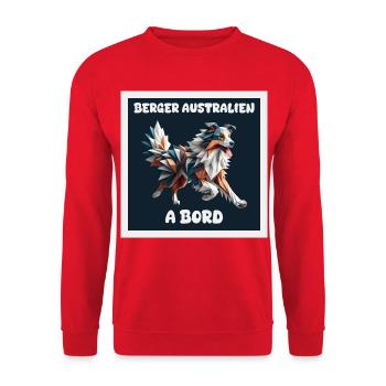 AUSTRALIAN SHEPHERD CAR STICKER ON BOARD - Unisex Sweatshirt - red - Front - Alina (178cm) & Michal (187cm)