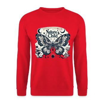 Nature's Child Butterfly Pattern - Unisex Sweatshirt - red - Front - Alina (178cm) & Michal (187cm)