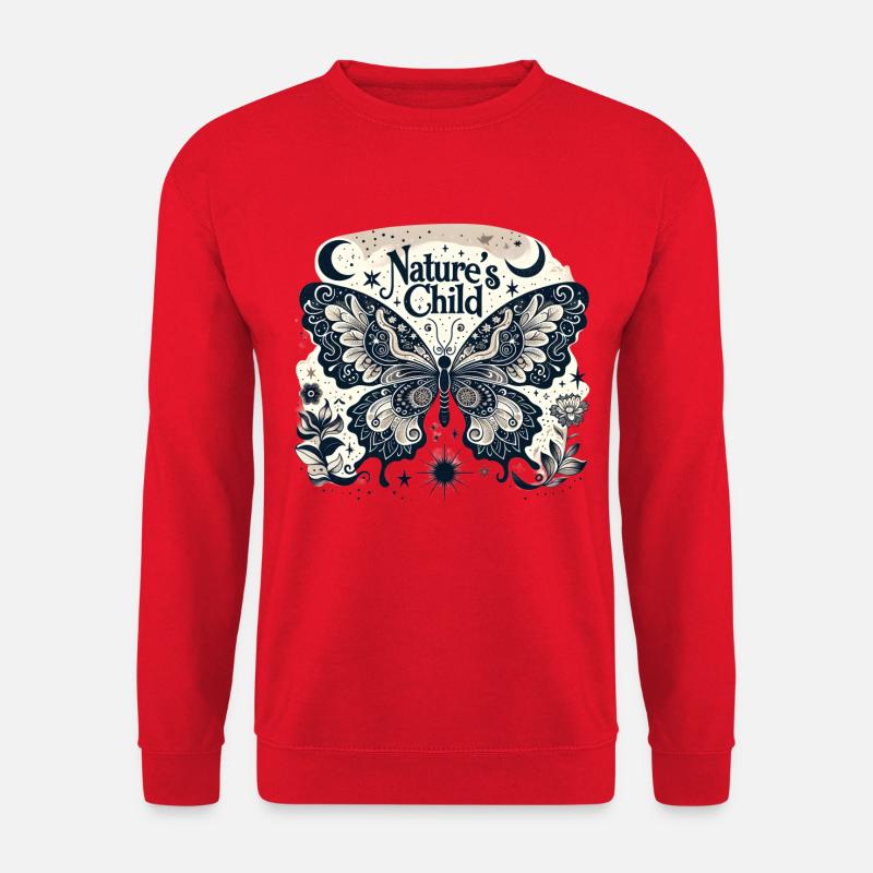 Nature's Child Schmetterling Muster - Unisex Pullover - Rot