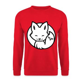Kleiner Fuchs (Schwarzweiß) - Unisex Pullover - Rot - Vorne - Alina (178cm) & Michal (187cm)
