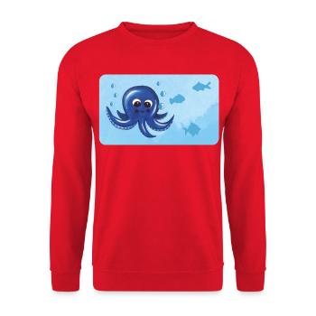 Funny octopus and fish with bubbles - Unisex Sweatshirt - red - Front - Alina (178cm) & Michal (187cm)