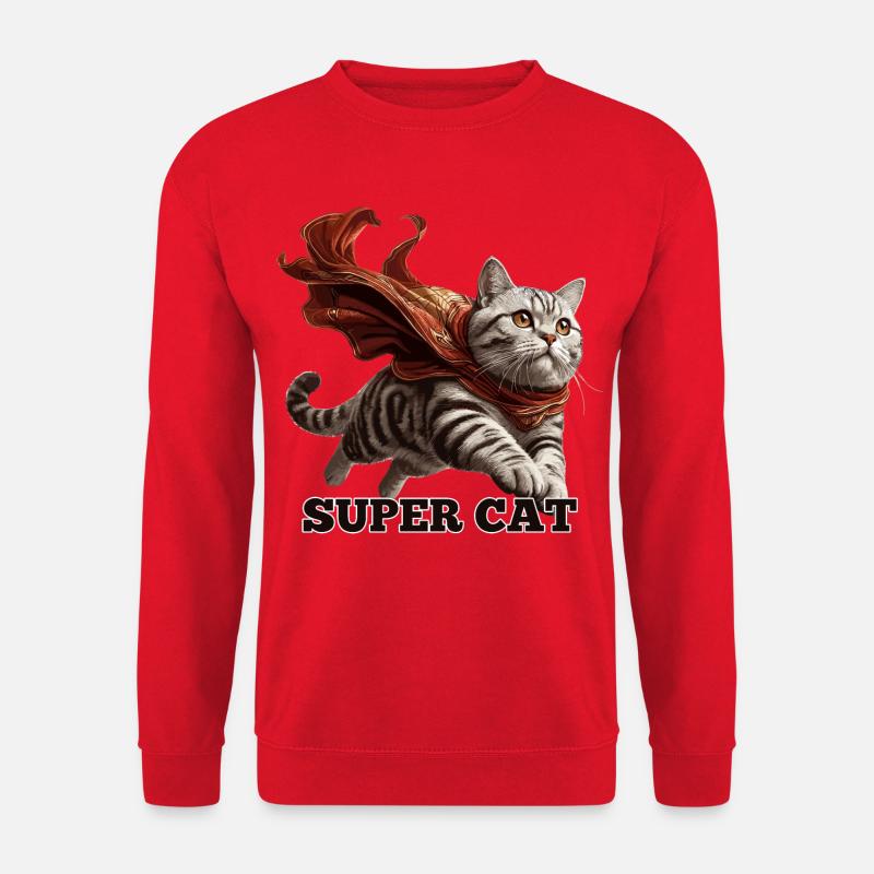 Super Katze Britisch Kurzhaar BKH getigert - Unisex Pullover - Rot