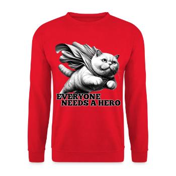 Super Cat Superhero BKH White British Shorthair - Unisex Sweatshirt - red - Front - Alina (178cm) & Michal (187cm)