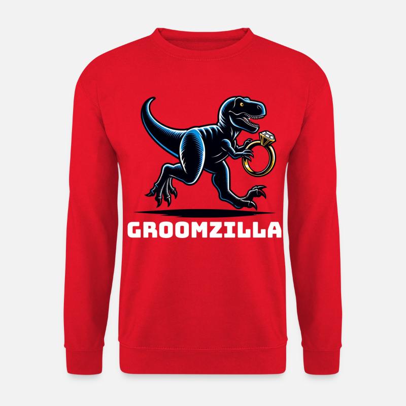 Groomzilla Dinosaur Ring Funny Wedding - Unisex Sweatshirt - red