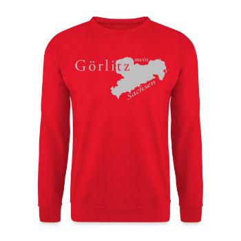 Görlitz - Mein Sachsen - Heimatstadt - Unisex Pullover - Rot - Vorne - Alina (178cm) & Michal (187cm)