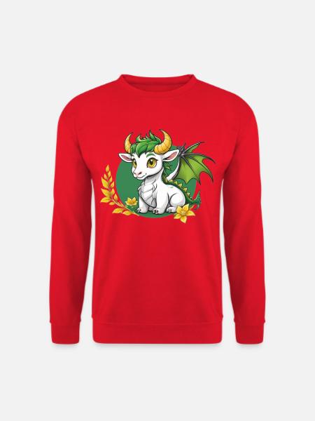 Kleiner Drache mit goldenen Hörnern - Unisex Pullover - Rot