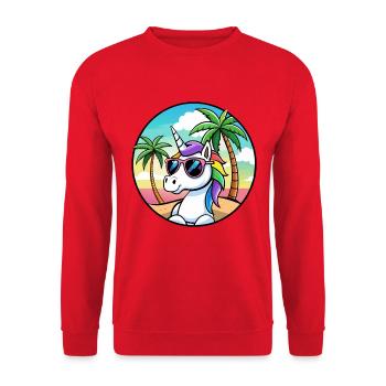 Ambiance estive de vacances à la plage de licorne - Sweat-shirt Unisexe - rouge - Devant - Alina (178cm) & Michal (187cm)