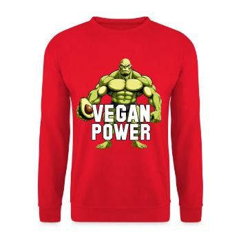 Vegan Power Avocado Superfood Muskeln Geschenk - Unisex Pullover - Rot - Vorne - Alina (178cm) & Michal (187cm)