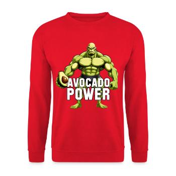 Avocado Power Vegan Superfood Muskeln Geschenk - Unisex Pullover - Rot - Vorne - Alina (178cm) & Michal (187cm)