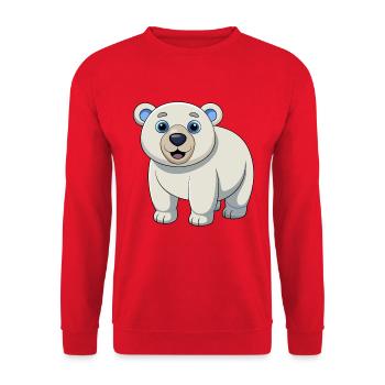 Polar Bear Cute Mascot Cartoon Character Kawaii - Unisex Sweatshirt - red - Front - Alina (178cm) & Michal (187cm)