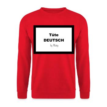 Tüte DEUTSCH - Unisex Pullover - Rot - Vorne - Alina (178cm) & Michal (187cm)